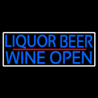 Blue Liquor Beer Wine Open With White Border Enseigne Néon