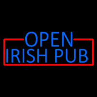 Blue Open Irish Pub With Red Border Enseigne Néon