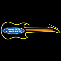 Bud Light Guitar Yellow Orange Beer Sign Enseigne Néon