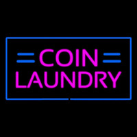 Coin Laundry With Blue Border Enseigne Néon