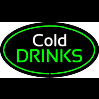Cold Drinks Oval Green Enseigne Néon