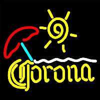 Corona Beach Sun Umbrella On Sand Beer Sign Enseigne Néon