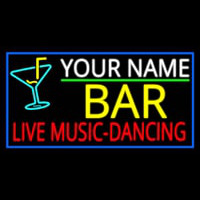 Custom Red Live Music Dancing Yellow Bar And Blue Border Enseigne Néon