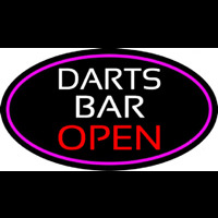 Dart Bar Open Oval With Pink Border Enseigne Néon