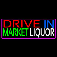 Drive In Market Liquor With Pink Border Enseigne Néon