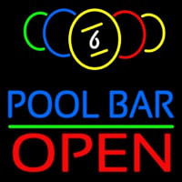 Pool Bar Open Enseigne Néon