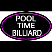 Pool Time Billiard Oval With Pink Border Enseigne Néon