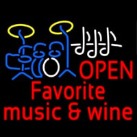Red Open Music Fovorite Music And Wine Enseigne Néon