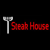Red Steakhouse With Fork Enseigne Néon