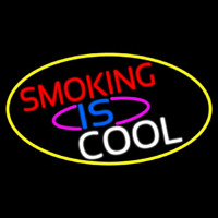 Smoking Is Cool Bar Oval With Yellow Border  Enseigne Néon