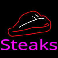 Steak Logo Pink Enseigne Néon