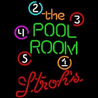 Strohs Pool Room Billiards Beer Sign Enseigne Néon