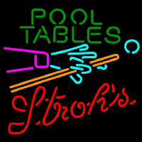 Strohs Pool Tables Billiards Beer Sign Enseigne Néon