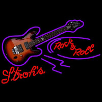 Strohs Rock N Roll Electric Guitar Beer Sign Enseigne Néon