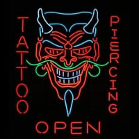 Tattoo Body Piercing Shop OPEN Enseigne Néon