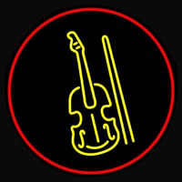 Yellow Violin Logo Red Border Enseigne Néon