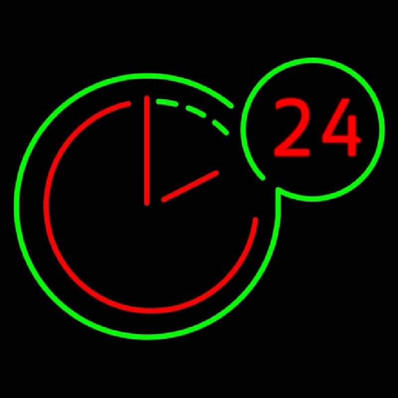 24 Hours Clock Enseigne Néon