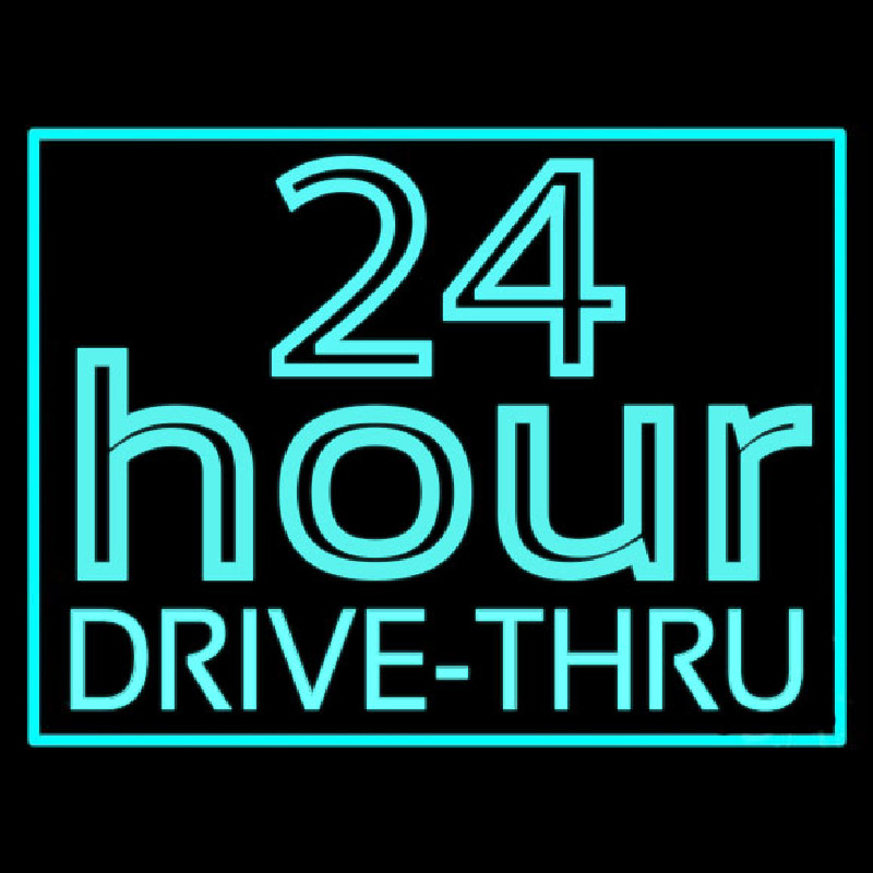 24 Hours Double Stroke Drive Thru Enseigne Néon