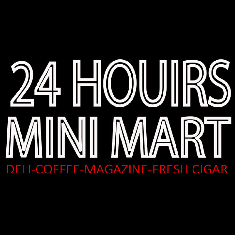 24 Hours Mini Mart Enseigne Néon