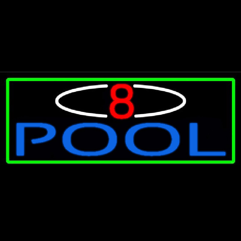 8 Pool With Green Border Enseigne Néon