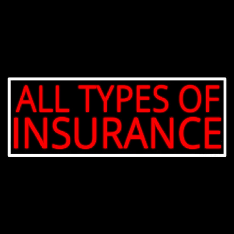 All Types Of Insurance With White Border Enseigne Néon