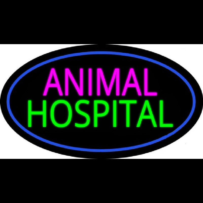 Animal Hospital Blue Oval Enseigne Néon