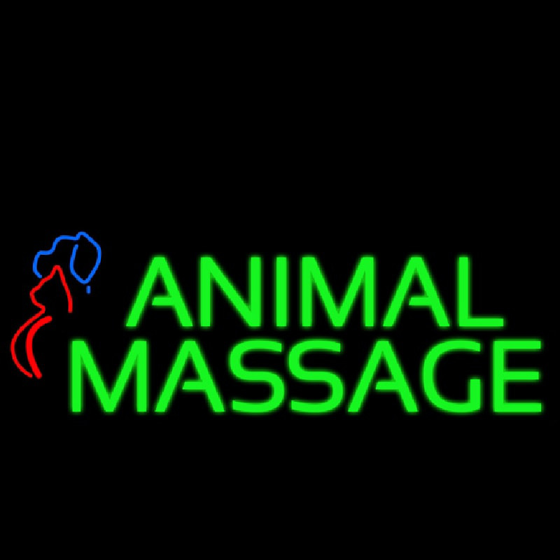 Animal Massage Dog Cat Logo Enseigne Néon