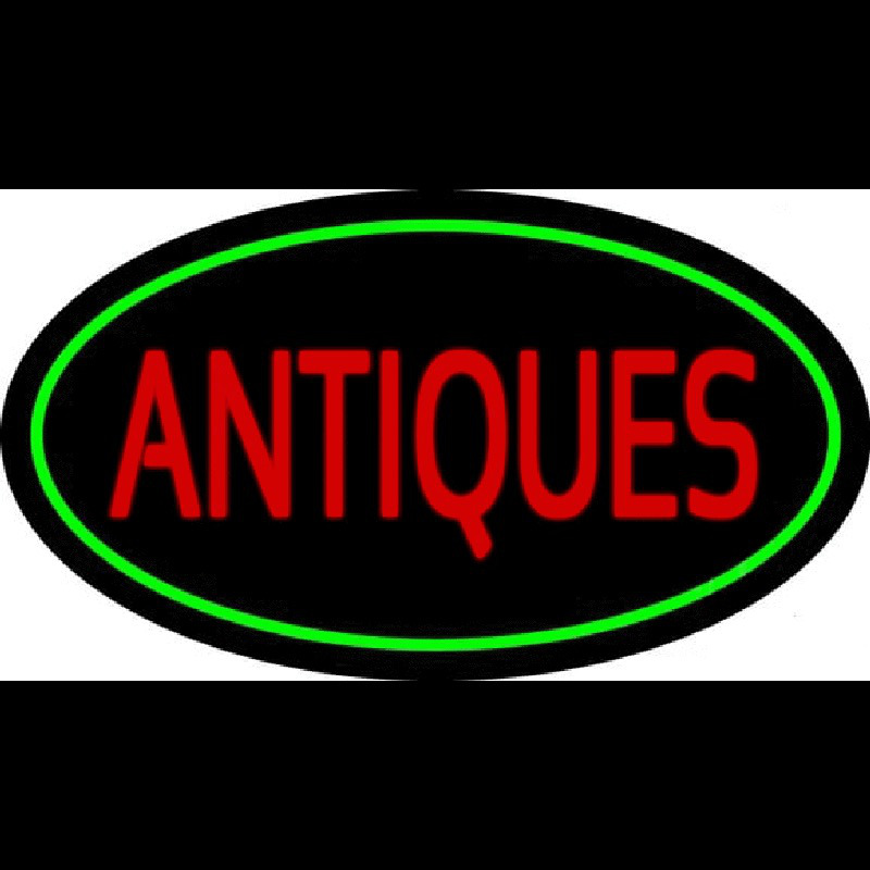 Antiques Green Oval Enseigne Néon