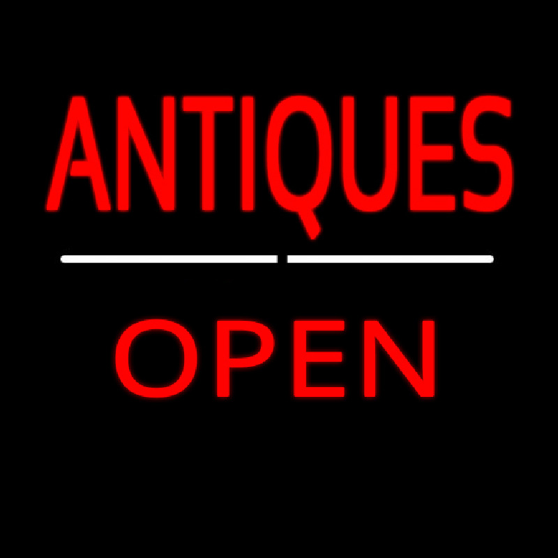 Antiques Open White Line Enseigne Néon