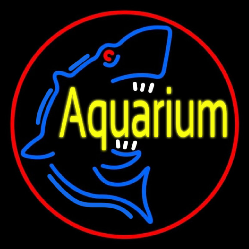 Aquarium Shark Logo Red Circle Enseigne Néon