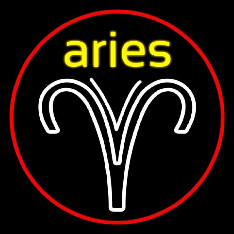 Aries Yellow Zodiac Border Red Enseigne Néon