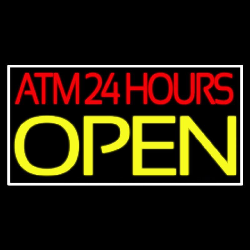 Atm 24 Hrs Open 2 Enseigne Néon