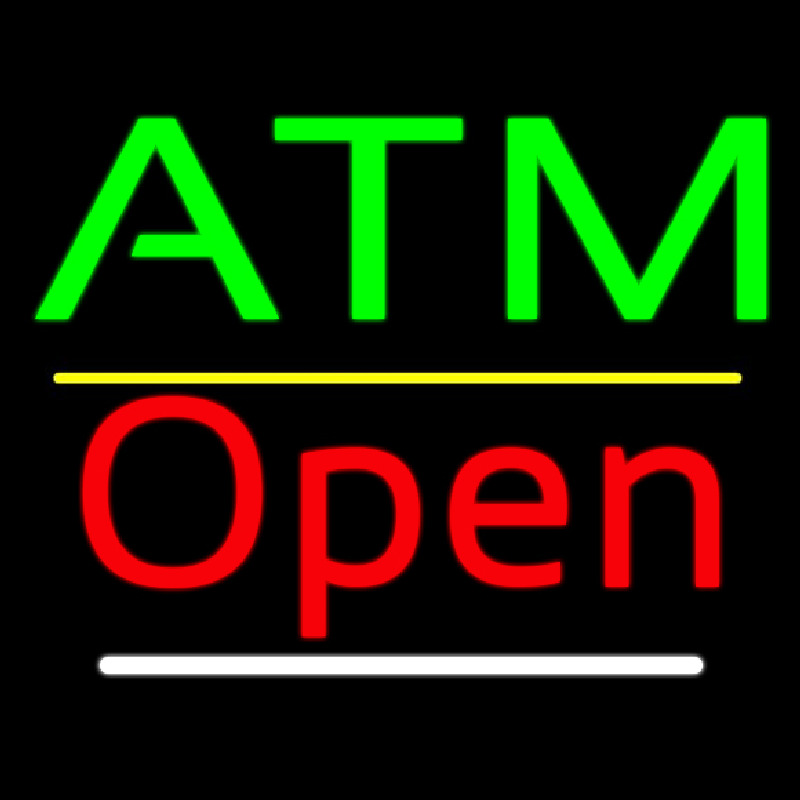 Atm Open Yellow Line Enseigne Néon