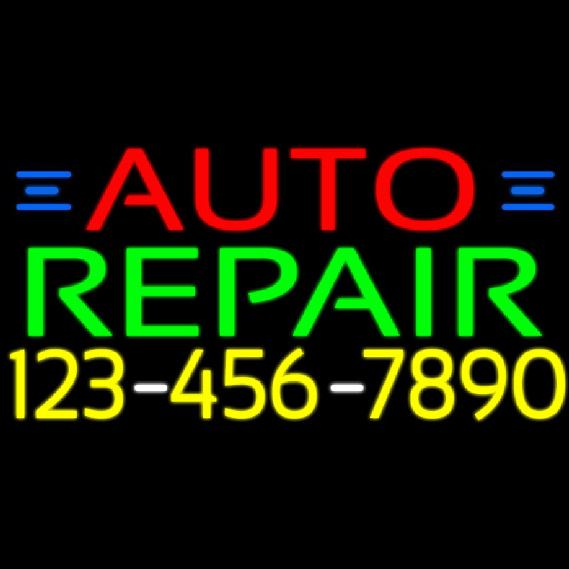 Auto Repair With Phone Number Enseigne Néon