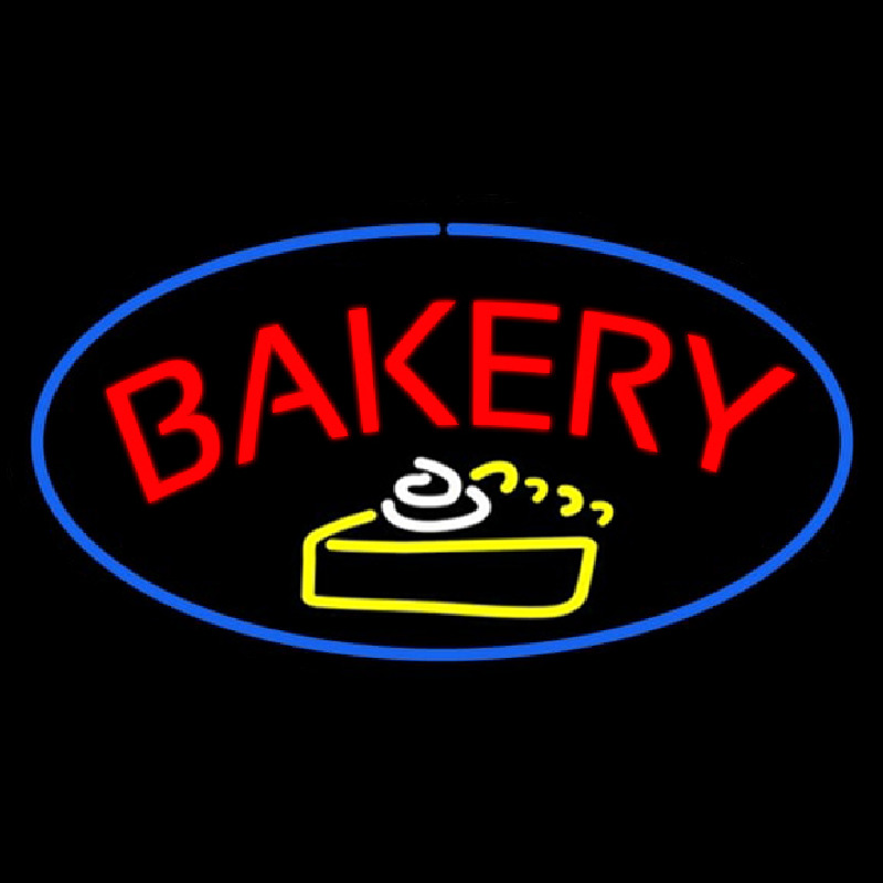 Bakery Logo Oval Blue Enseigne Néon