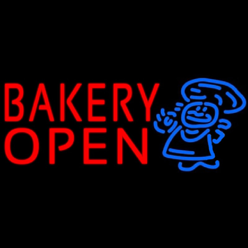 Bakery Open With Man Enseigne Néon