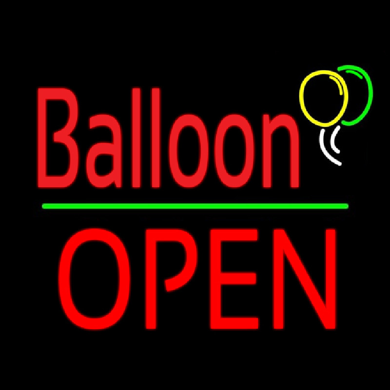 Balloon Open Block Green Line Enseigne Néon
