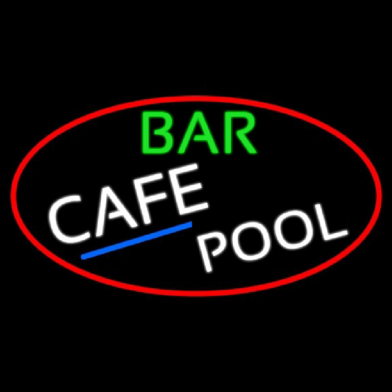 Bar Cafe Pool Oval With Red Border Enseigne Néon