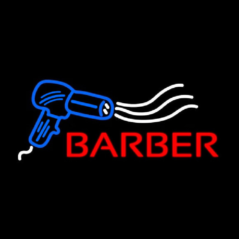Barber With Dryer Logo Enseigne Néon