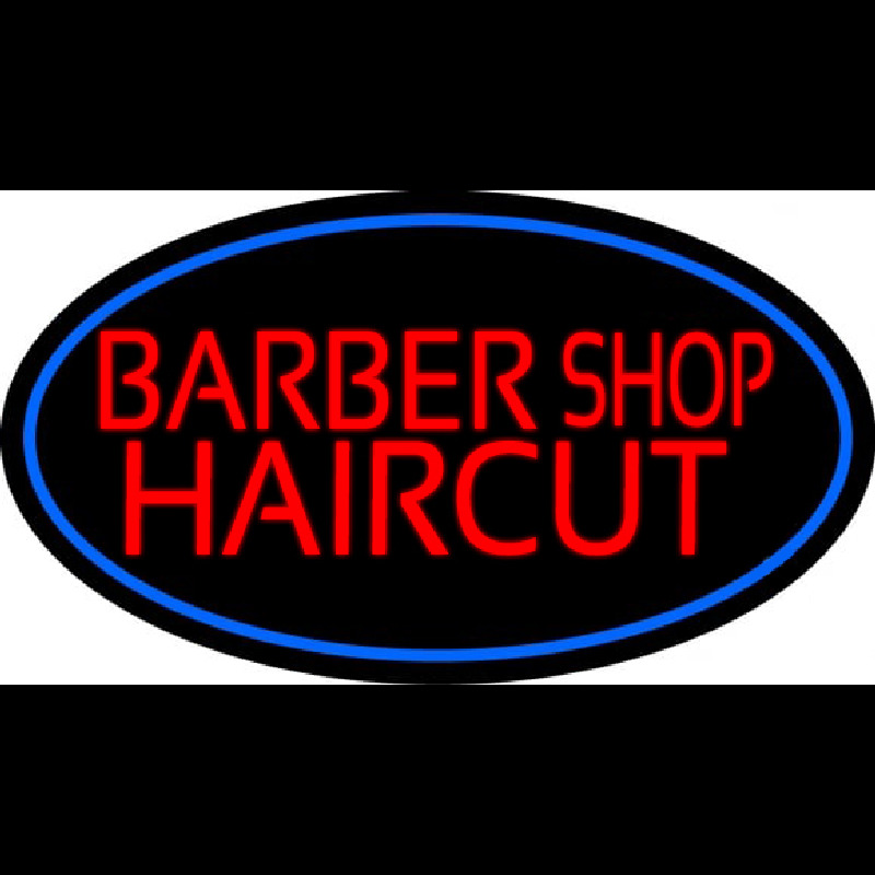 Barbershop Haircut With Blue Border Enseigne Néon