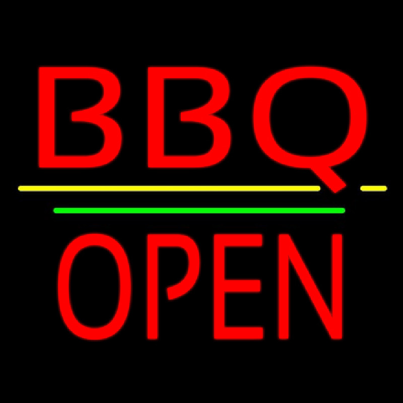 Bbq Block Open Green Line Enseigne Néon