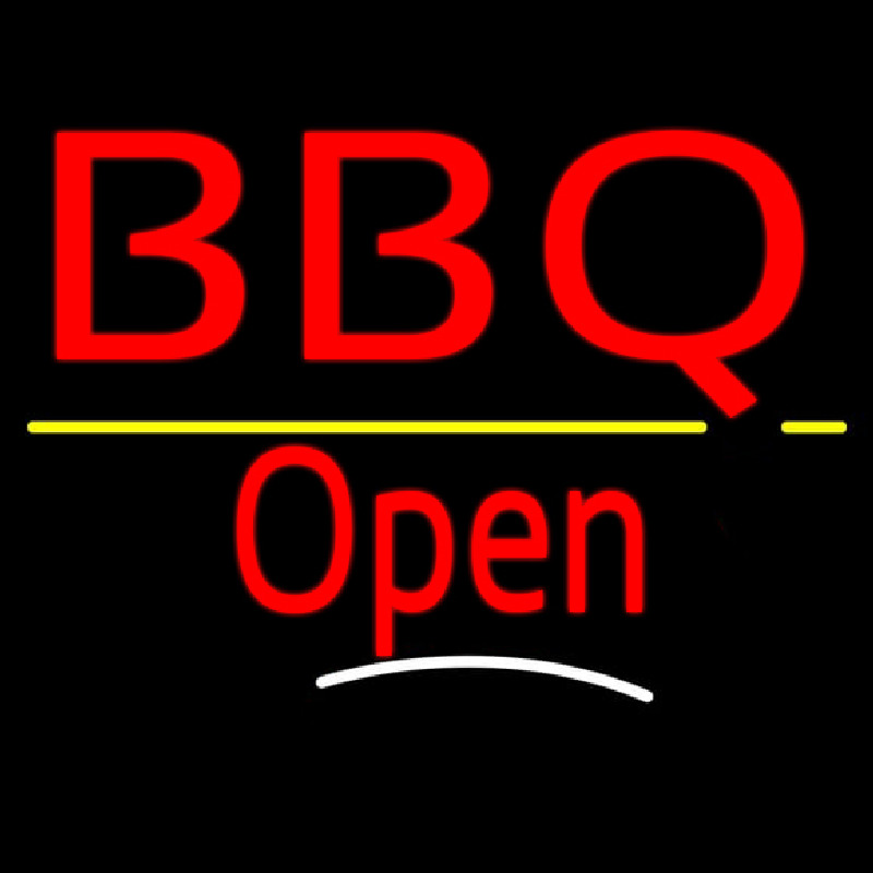 Bbq Open White Line Enseigne Néon