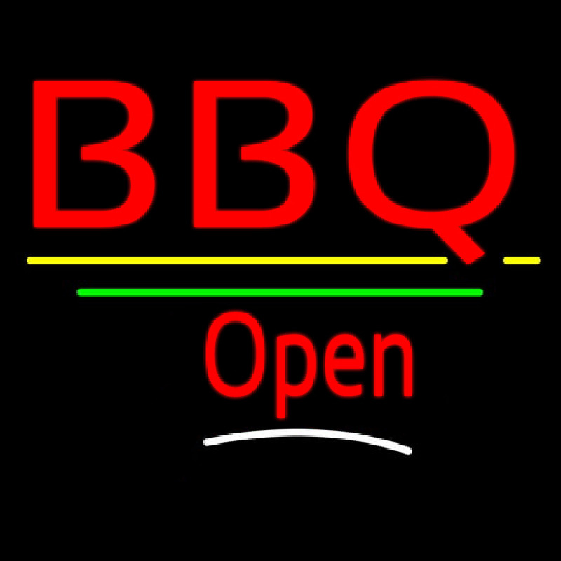 Bbq Open Yellow Line Enseigne Néon