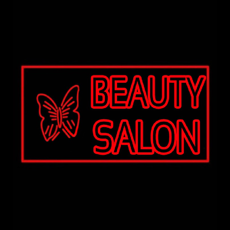 Beauty Salon With Butterfly Log Enseigne Néon