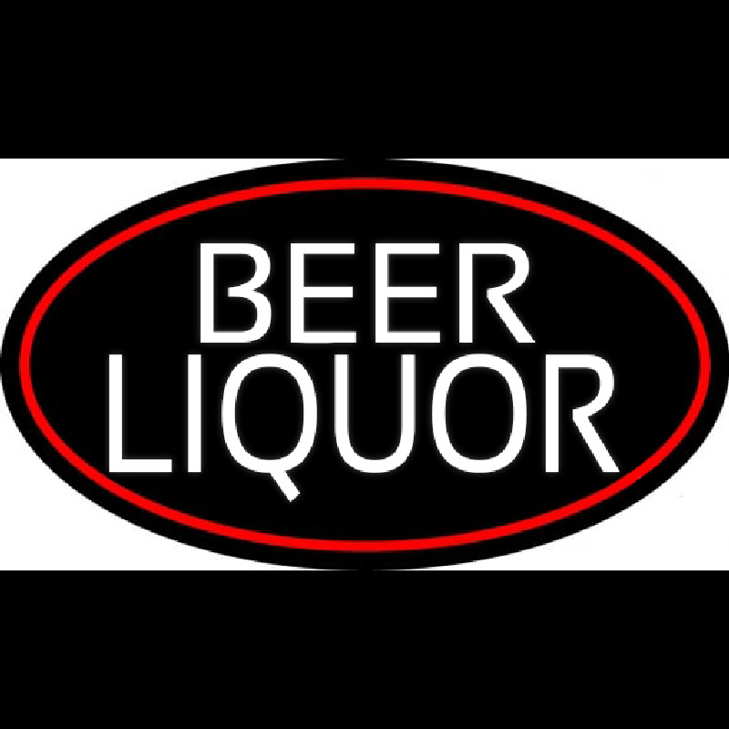 Beer Liquor Oval With Red Border Enseigne Néon