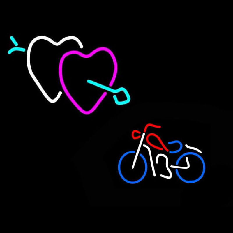 Bike With Heart Logo Enseigne Néon