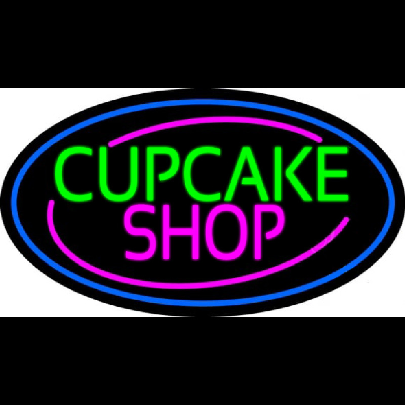 Block Cupcake Shop With Blue Round Enseigne Néon