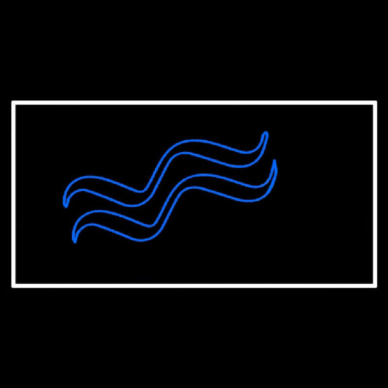 Blue Aquarius Logo White Border Enseigne Néon