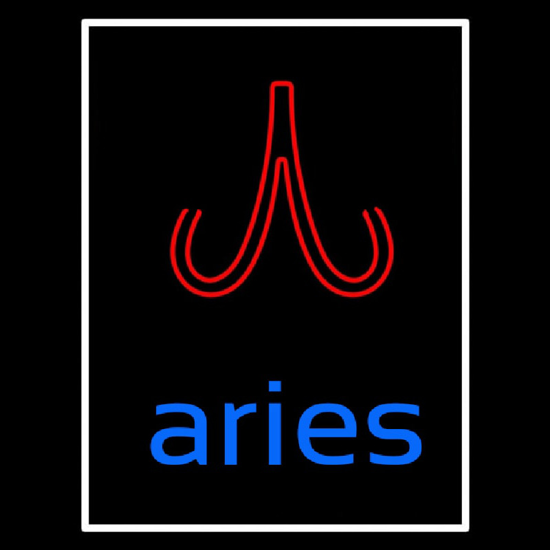 Blue Aries White Border With Red Logo Enseigne Néon