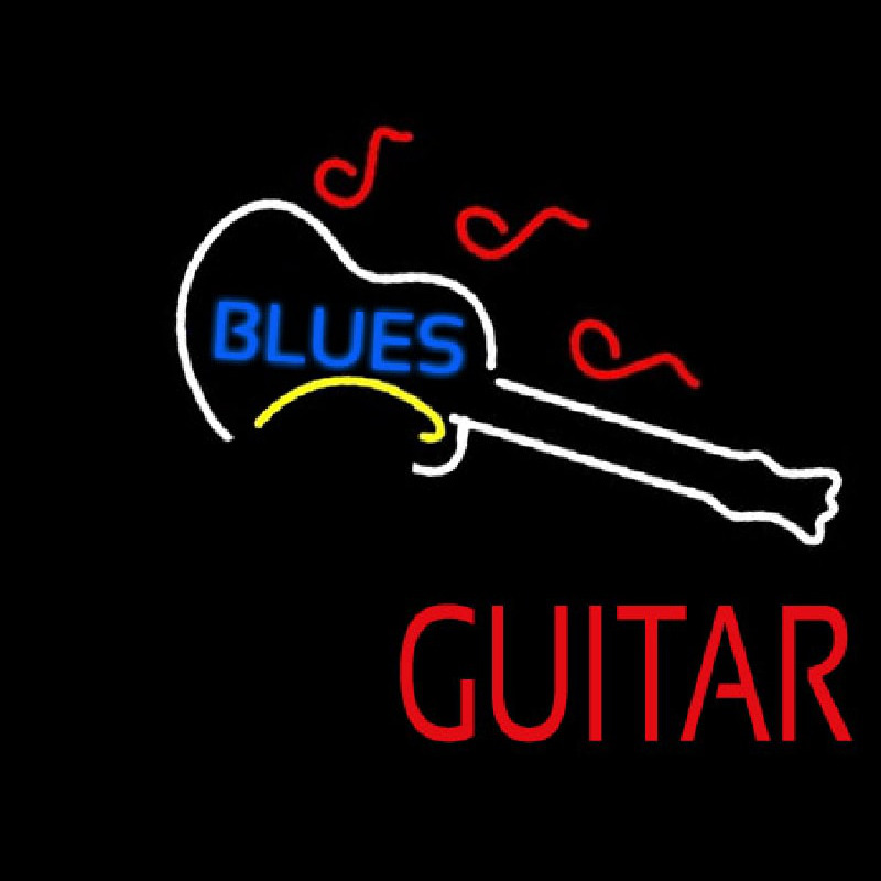 Blue Blues Red Guitar Enseigne Néon